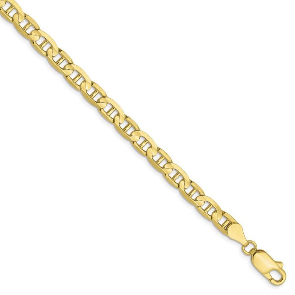 4.5mm 10k Yellow Gold Concave Anchor Chain Bracelet - 8 Inch